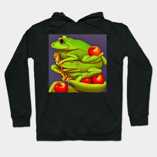 Frogs And Apples - Painting Print Hoodie